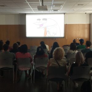 Audience watches the Rarebit Animation Festival at Coney Island Library. 